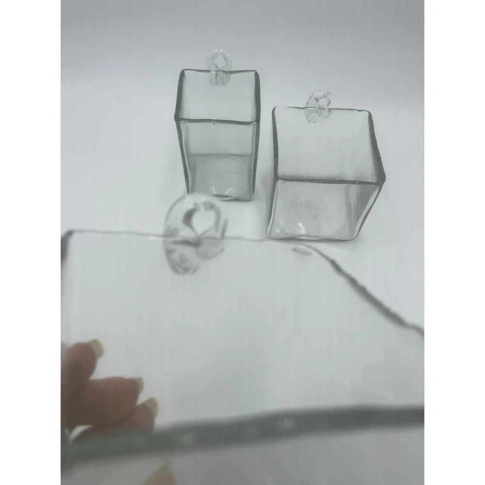 Set of 3 Handblown Hanging Glass Vases Karma Gifts Plant Cuttings Flower Display